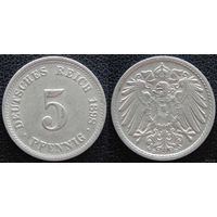 YS: Германия, Рейх, 5 пфеннигов 1898D, KM# 11