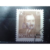 Польша 1950 президент Берут надпечатка на 25 zl, Михель 5 евро