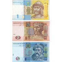 Украина, 1, 2 и 5 гривен, UNC