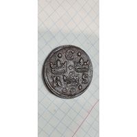 Монета медь Швеция 1600 годы  1/4  OR