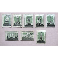 Спичечные этикетки Памятники войны 1812 года 8 штук Зеленые Томск 1962