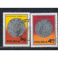 Польша ПНР 1977 Неделя письма Динар Болеслава Храброго Данцигский гульден Августа III  #2525,2528