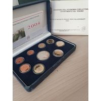 Италия 2004 год PROOF 1, 2, 5, 10, 20, 50 евроцентов, 1, 2 и 5 евро серебро в футляре