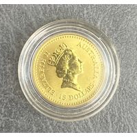 15 австралийский долларов 1987 год. Золото 999 проба