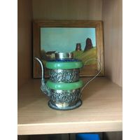 Красивая Чашка Чайница Ваза Карандашница Восточный Рисунок Эмаль Камень Старый Китай. Высота 11см Диаметр 7см. Интерьерная вещь