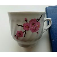 Чашка кофейная тонкий фарфор розовая сакура