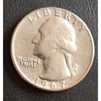 25  центов КВОТЕР  1967 США