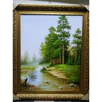 Картина маслом "Сосновый лес"