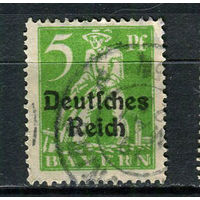 Рейх - 1920/1921 - Надпечатка Deutsches Reich на марках Баварии 5Pf - [Mi.119] - 1 марка. Гашеная.  (Лот 130BZ)