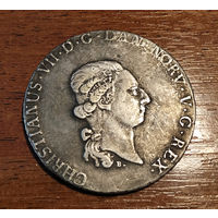 Монета 1 спесие далер, 1797 года. Дания.
