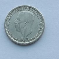 1 крона 1948 года. Швеция. Серебро 400. Монета не чищена. 25
