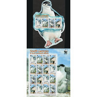 Пингвины Южная Георгия (субантарктический остров в южной Атлантике) Великобритания 2008 год серия из 4-х марок в листе и блоке