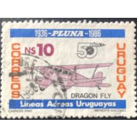 Уругвай. 1987 год. 50-летие авиакомпании Pluna. Mi:UY 1766. Почтовое гашение.