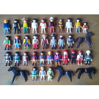 Большая коллекция фигурок Geobra Brandstatter Playmobil (Геобра Плэймобил) солдатики рыцари ковбой пират грабители санта клаус (1974-2010г) 33шт. (возможен обмен)