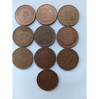 10 монет по 5 центов Европа.