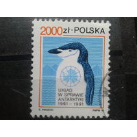 Польша, 1991, 30 лет договора об Антарктике, пингвин