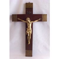Крест Распятие католическое 50 х 31 см Дерево Металл