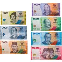 Индонезии набор банкнот (1000, 2000, 5000, 10000, 20000, 50000, 100000 рупий )  2022 год. Цена за 7 банкнот. UNC НОВИНКА