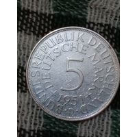 Германия 5 марок серебро 1951 D
