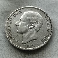Испания 5 песет 1882 Альфонсо XII - серебро