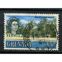 Британские колонии - Гренада - 1966 - Королева Елизавета II и пляж Гранд Анс 35С - [Mi.212] - 1 марка. Гашеная.  (Лот 31AR)