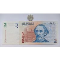 Werty71 Аргентина 2 песо 2010 - 2014 года (2002) UNC банкнота