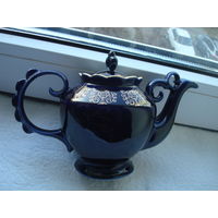Фарфоровый кобальтовый заварочный чайник, Бронницы, СССР, 70-ые годы. Винтаж.