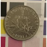 Франция 1 франк 1991 D