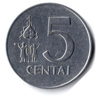 Литва. 5 центов. 1991 г.
