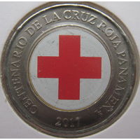 Панама 1 бальбоа 2017 г. 100 лет Красному кресту. В холдере