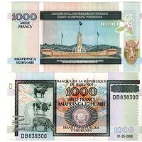 Бурунди 1000 франков 2009 UNC банкнота(из пачки)