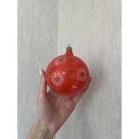 Елочная игрушка Большой шар с ромашками ручная роспись СССР