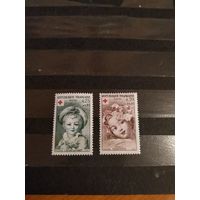 1962 Франция почтово-благотворительная в пользу Красного Креста искусство культура полная серия чистые MNH** (2-14)