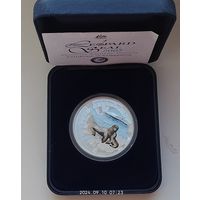 Серебро 0,999!  вес 31,1 грамм - 1 OZ. Австралия 1 доллар, 2005 Австралийская антарктическая территория - Морской леопард, в банковской упаковке, сертификат.