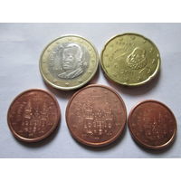 Набор евро монет Испания 2011 г. (1, 2, 5, 20 евроцентов, 1 евро)