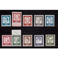 Германия(ФРГ)-1961,(Мих.351-362), ** , Стандарт, Личности, 10 марок