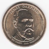 1 доллар США 2011 год 20-й Президент Джеймс Гарфилд двор D _состояние UNC