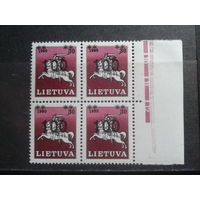Литва 1993 Стандарт Погоня Надпечатка 100 на 30** квартблок