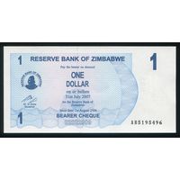 Зимбабве 1 доллар 2007 г. P37. Серия AB. UNC