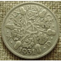 6 пенсов 1931 Британия