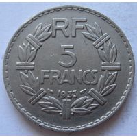 Франция 5 франков 1933 Женское лицо обращено влево