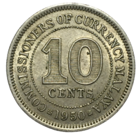 Малайя 10 центов, 1950