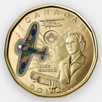 Канада 1 доллар 2023 авиаинженер Элси МакГилл, Самолет, Авиация. цветная