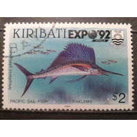 Кирибати, 1992. Всемирная выставка ЭКСПО-92, рыба, надпечатка. Mi-5,0 евро гаш.