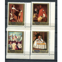 Манама  - 1968г. - Картины испанских художников. Авиапочта - полная серия, MNH, 1 R с пятном на лицевой стороне [Mi 65А-68А] - 4 марки
