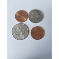 Монеты   США-Канада  4шт
