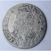 6 грошей шостак 1661 Ян II Казимир, Познань, редкий, без обводок