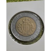Сан-Марино 500 лира 1987 г ( 15 лет возобновлению чеканке монет )