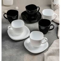 Набор для чая/кофе Luminarc Carine Black/White (Made in France)