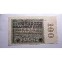 Германия Ro106.100 миллионов марок 1923 г. ( Серия в верхнем левом углу. Номер светло -КОРИЧНЕВЫЙ цвет - обычный размер)